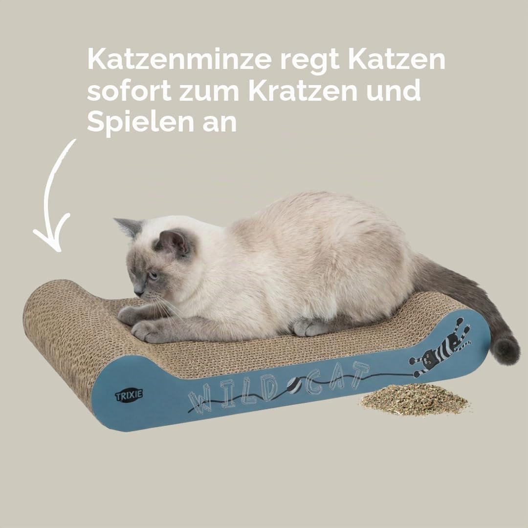TRIXIE Kratzpappe Wild Cat – Kratzbrett Für Katzen Aus Stabiler Wellpappe Mit Katzenminze - 41 × 24 × 7 Cm - Zur Krallenpflege & Beschäftigung - 48000