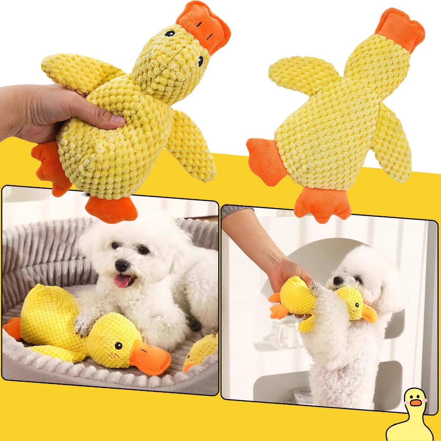 Hundespielzeug Aus Plüsch Für Kleine Hunde, Enten-Quietsch-Hundespielzeug, Weiches Welpenspielzeug Für Kleine Bis Mittelgroße Hunde - 25 Cm