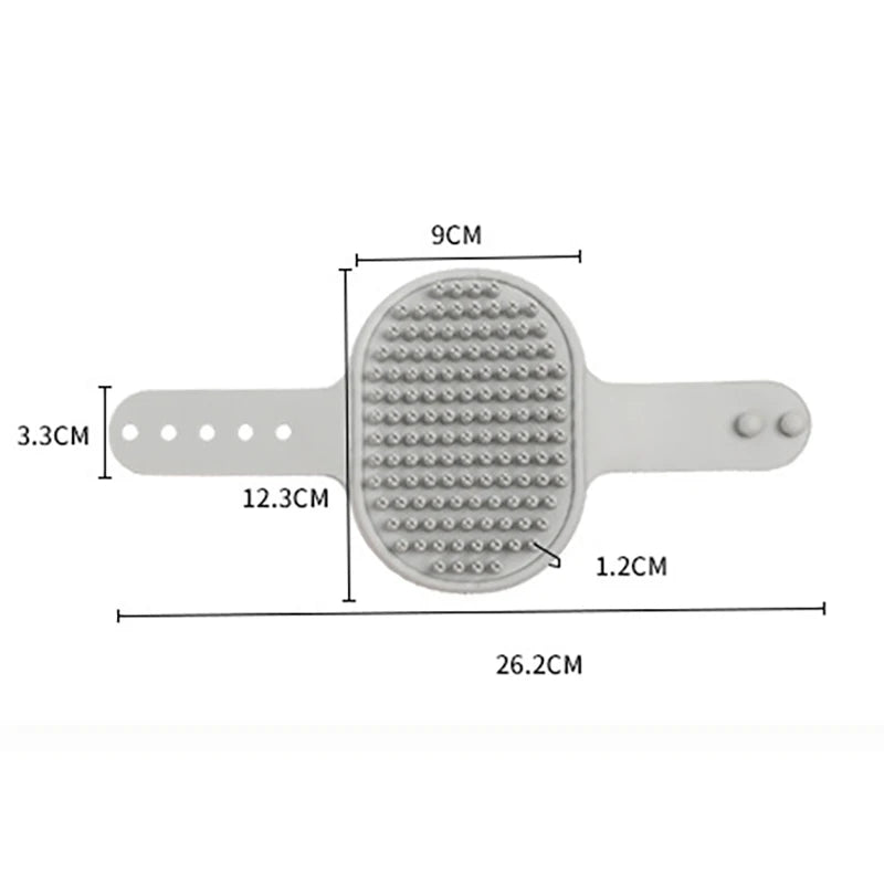 Cat Grooming Comb Dog Bath Brush Pet Grooming Shedding Soothing Massage Rubber Bristles Comb with Adjustable Ring Handle