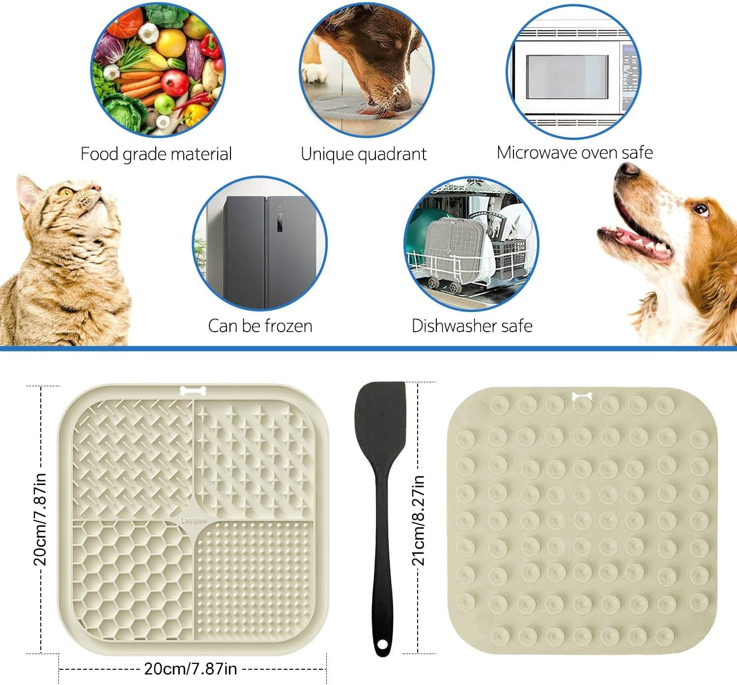 Leckmatte Hund, 2 Stück, Schleckmatte Hund Mit Silikonspatel Und Bürste, Hundespielzeug, Futtermatte Für Butter, Joghurt, Für Hundebaden, Trainieren, Fellpflege & Klauenpflege, Bpa-Frei