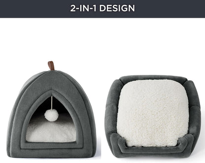 BEDSURE Katzenhöhle Große Katzen Dunkelgrau - Faltbare Katzenbett Mit Waschbaren Kissen, Katzenzelt Für Kätzchen Kleine, Mittelgroße Haustier, Weiches Und Warmes Katzenhaus Für Drinnen, 40X40X40Cm