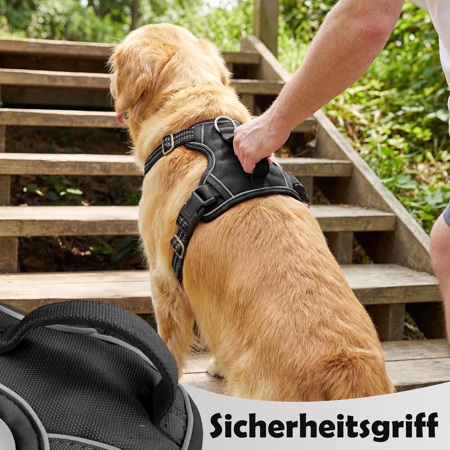 Hundegeschirr Mittelgroße Hunde, anti Zug Brustgeschirr Verstellbares Geschirr Hund Mit Griff Reflektorstreifen, No Pull Geschirr Hund Für Kleine Mittlere Grosse Dog Harness Schwarz L