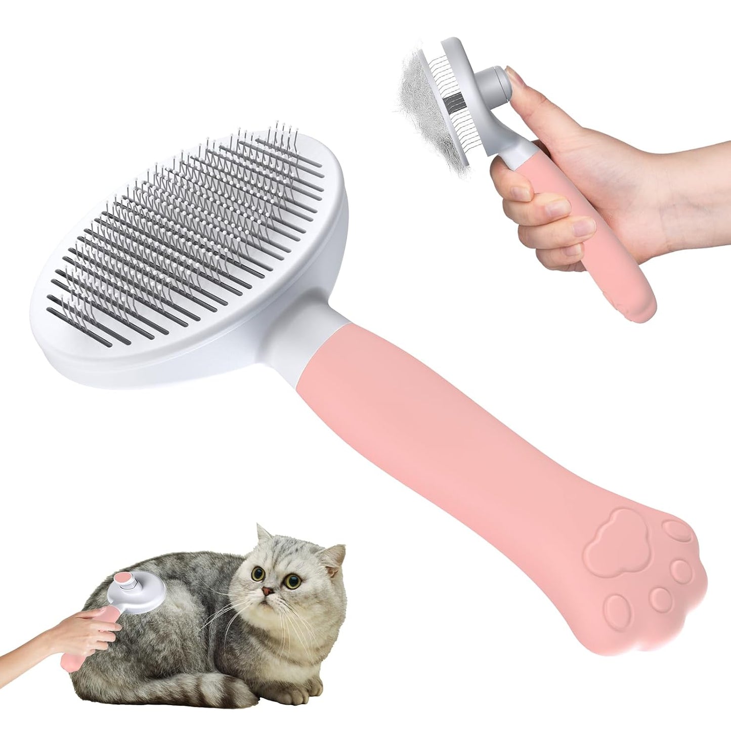 Zivacate Katzenbürste Hundebürste [Ergonomischer Griff & Ein-Klick-Reinigung] Werkzeug Für Kurz- & Langhaarige Hunde/Katzen/Kaninchen, Unterwollbürste(Blauer See)