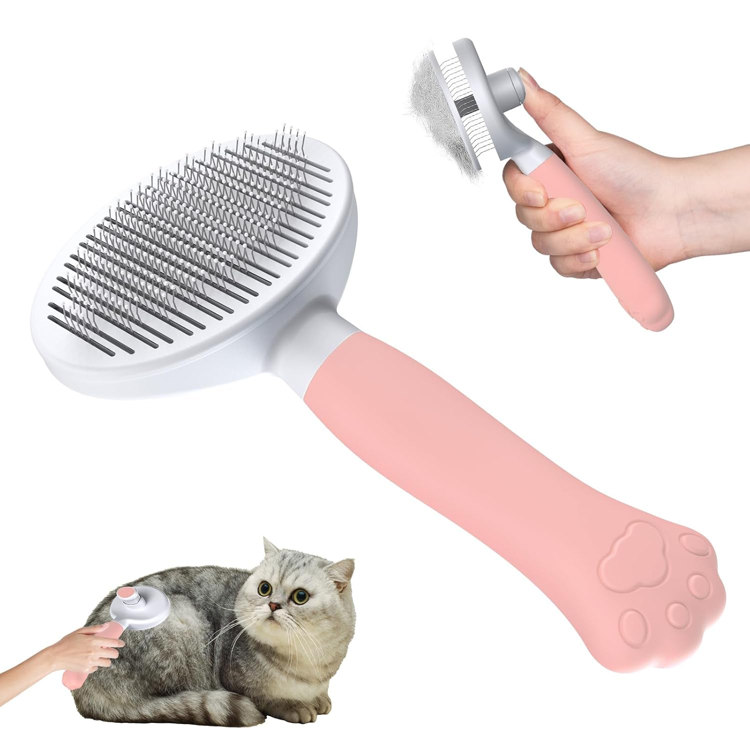 Zivacate Katzenbürste Hundebürste [Ergonomischer Griff & Ein-Klick-Reinigung] Werkzeug Für Kurz- & Langhaarige Hunde/Katzen/Kaninchen, Unterwollbürste(Blauer See)