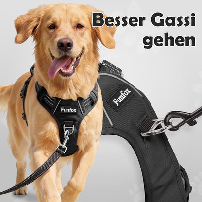 Hundegeschirr Mittelgroße Hunde, anti Zug Brustgeschirr Verstellbares Geschirr Hund Mit Griff Reflektorstreifen, No Pull Geschirr Hund Für Kleine Mittlere Grosse Dog Harness Schwarz L