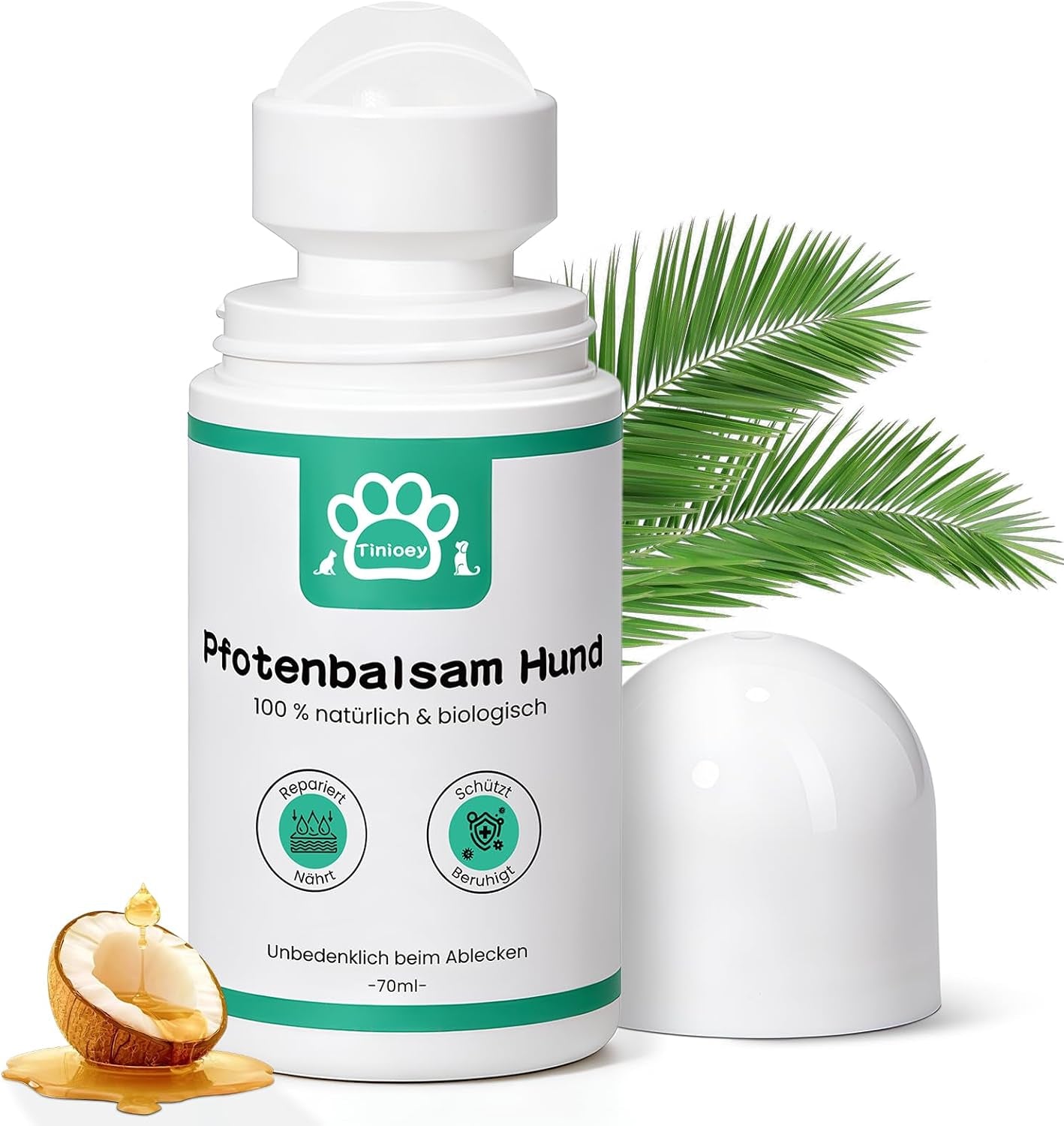 Pfotenbalsam Hund (Roll-On 70Ml) - Heilt, Repariert Und Regeneriert Trockene, Rissige & Beschädigte Pfoten, Pfotenpflege Pfotenschutz Hund, Hundepfoten Balsam, Hundezubehör, Hunde Geschenke
