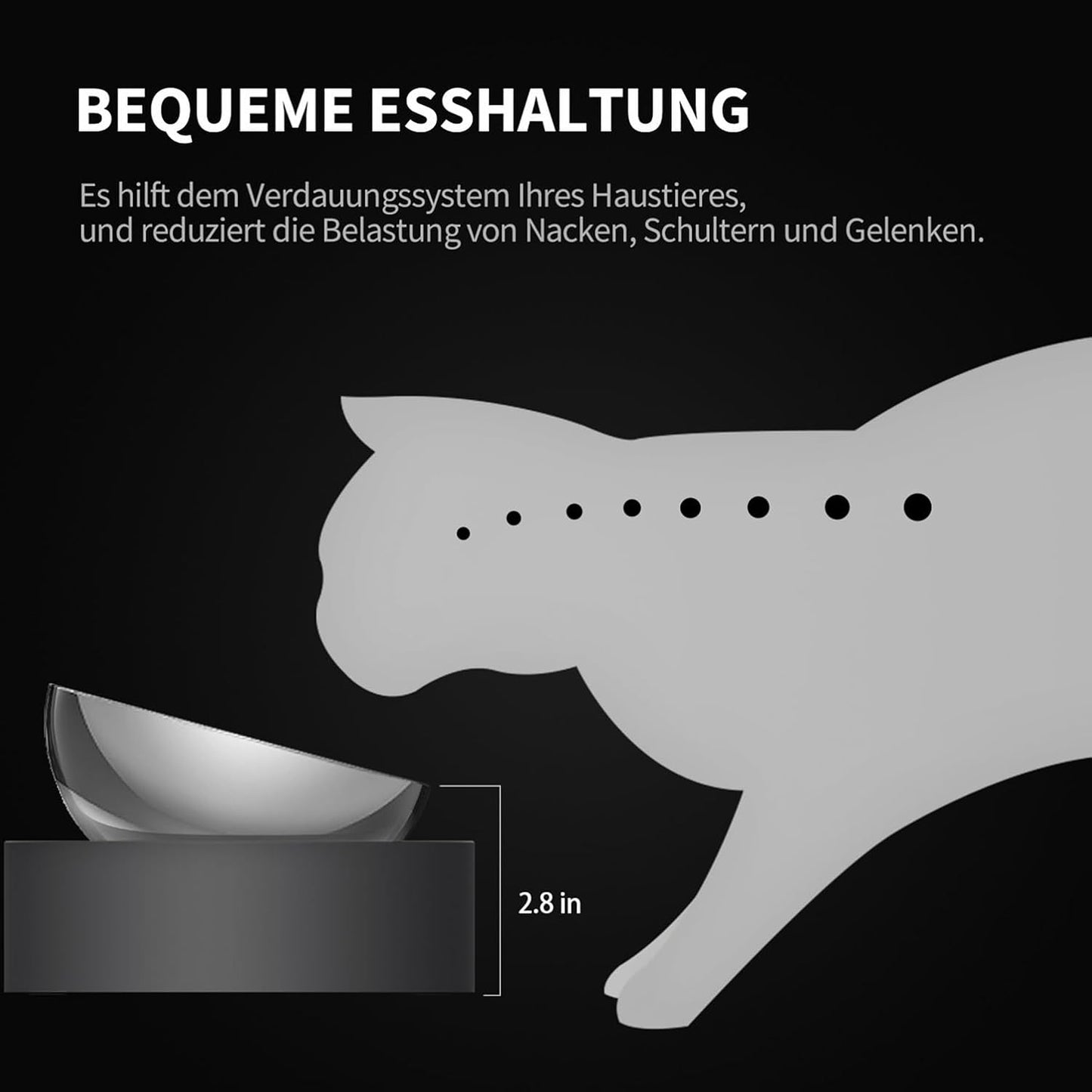 PETKIT CYBERTAIL Katzen Erhöhte Schüssel Edelstahl, Gekippter Hund Katzen Erhöhte Futternäpfe Lebensmittelqualität, Rutschfeste No Spill Haustier Fütterungsschalen Für Katzen Und Kleine Hunde