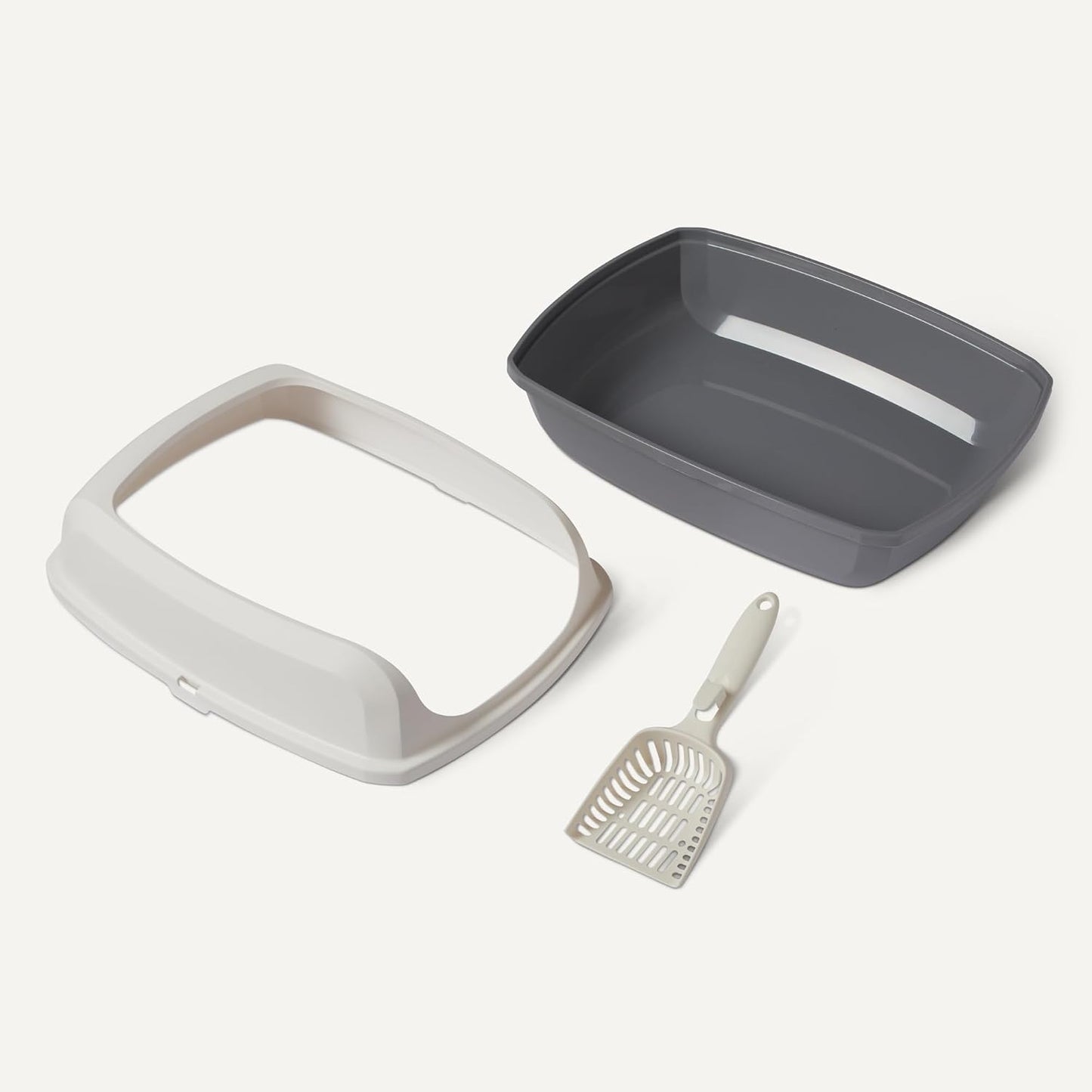 Amazon Basics Große Katzentoilette Mit Offener Oberseite, Leicht Zu Reinigen, Einschließlich Schaufel, Weiß/Grau, 50,5Cm X 38,0Cm X 20,0Cm