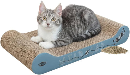 TRIXIE Kratzpappe Wild Cat – Kratzbrett Für Katzen Aus Stabiler Wellpappe Mit Katzenminze - 41 × 24 × 7 Cm - Zur Krallenpflege & Beschäftigung - 48000