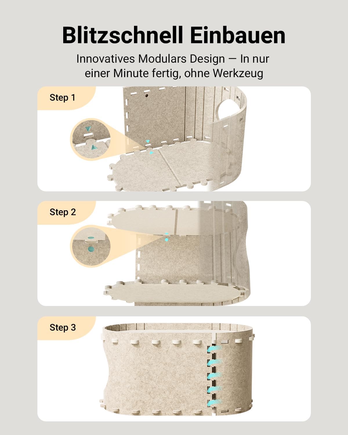Katzenhöhle Filz, Katzenhaus Aus Filz, Katzenbett, Katzenhöhle Für Katzen, 58 X 33 X 30Cm, Peek-A-Boo Zum Spielen, Winterfest, Schutz Der Katzennägel, Beige