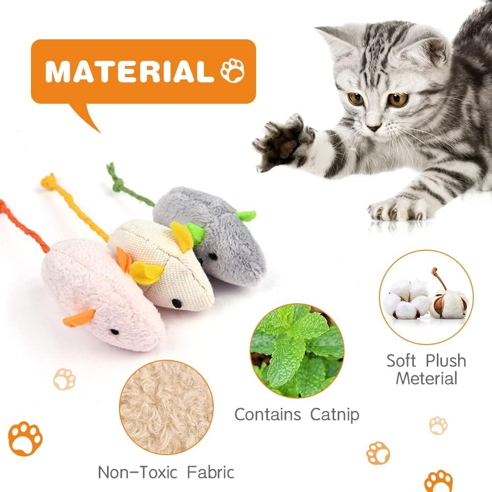 Katzenspielzeug Maus, 9 Stück Plüsch Maus Mit Katzenminze, Interaktives Katzenspielzeug Für Katzen Und Kätzchen, Ideal Für Kleine Rassen