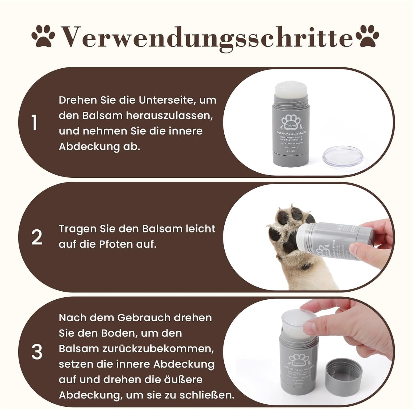 Pfotenbalsam Hund (68G Stick) - Heilt, Repariert Und Regeneriert Trockene, Rissige & Beschädigte Pfoten, Pfotenpflege Pfotenschutz Hund, Hundepfoten Balsam, Hundezubehör, Hunde Geschenke