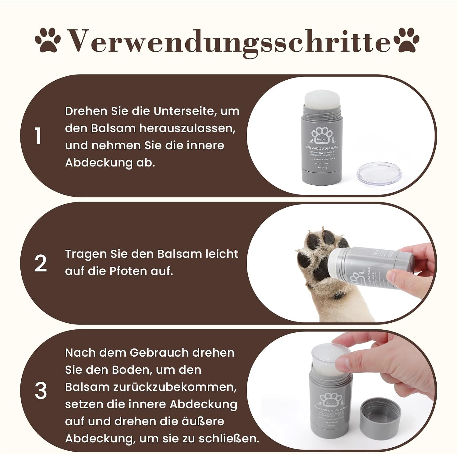 Pfotenbalsam Hund (68G Stick) - Heilt, Repariert Und Regeneriert Trockene, Rissige & Beschädigte Pfoten, Pfotenpflege Pfotenschutz Hund, Hundepfoten Balsam, Hundezubehör, Hunde Geschenke