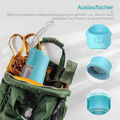 Trinkflasche Hunde Für Unterwegs Zum Gehen 550Ml Oder 350Ml Hundetrinkflasche Für Unterwegs Für Welpen Kleine Mittel Große Trinkflasche Hund Hunde Wasserflaschen to Go(550Ml Blau)