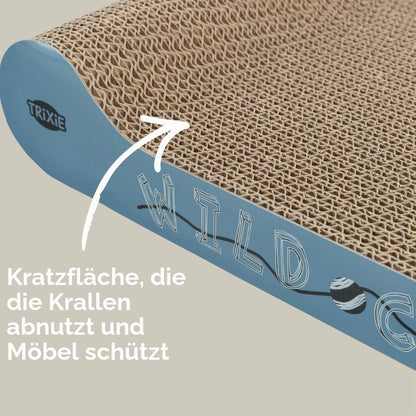 TRIXIE Kratzpappe Wild Cat – Kratzbrett Für Katzen Aus Stabiler Wellpappe Mit Katzenminze - 41 × 24 × 7 Cm - Zur Krallenpflege & Beschäftigung - 48000