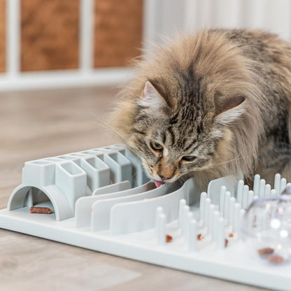 TRIXIE Cat Activity Fun Board – Intelligenzspielzeug Für Katzen Mit 5 Modulen – Fördert Sinne & Natürliche Verhaltensweisen – Inkl. Trainingsanleitung, Spülmaschinenfest – 30 × 40 Cm