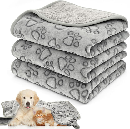3 Stück Hundedecke, 76 X 52 Cm Katzendecke Flauschig Sofa, Weiche Fleece Hunde Decke Waschbar, Haustier Decke Grau Für Kleine Und Mittelgroße Hunde, Katzen Kuscheldecke