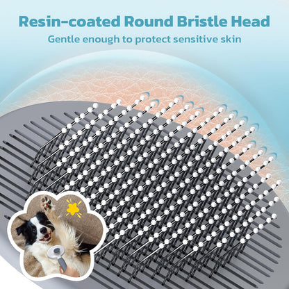 Zivacate Katzenbürste Hundebürste [Ergonomischer Griff & Ein-Klick-Reinigung & Patented Design] Selbstreinigende Bürste Für Kurz- & Langhaarige Hunde/Katzen/Kaninchen, Unterwollbürste(Grau)