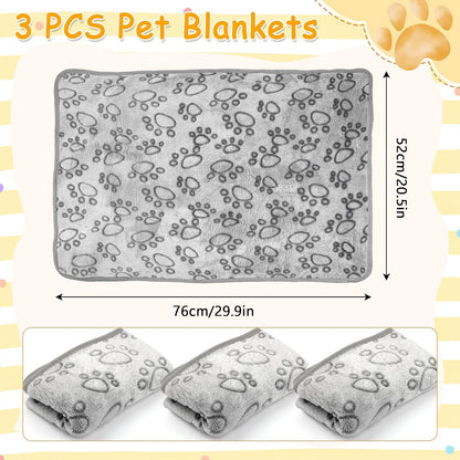 3 Stück Hundedecke, 76 X 52 Cm Katzendecke Flauschig Sofa, Weiche Fleece Hunde Decke Waschbar, Haustier Decke Grau Für Kleine Und Mittelgroße Hunde, Katzen Kuscheldecke