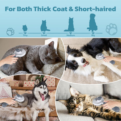 Zivacate Katzenbürste Hundebürste [Ergonomischer Griff & Ein-Klick-Reinigung & Patented Design] Selbstreinigende Bürste Für Kurz- & Langhaarige Hunde/Katzen/Kaninchen, Unterwollbürste(Grau)