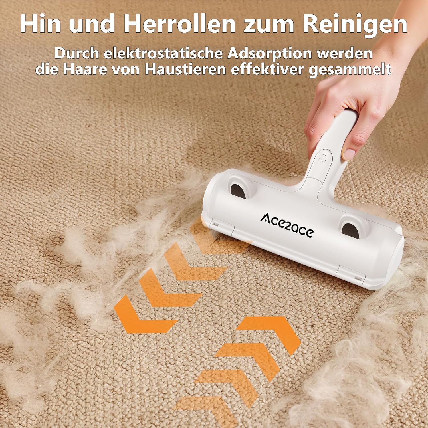 ACE2ACE Tierhaarentferner Fusselrolle, Fusselrolle Für Hundehaare Und Katzenhaare Wiederverwendbar, Fusselbürste Für Tierhaar, Für Sofa, Bett, Teppich, Kratzbaum, Weiß