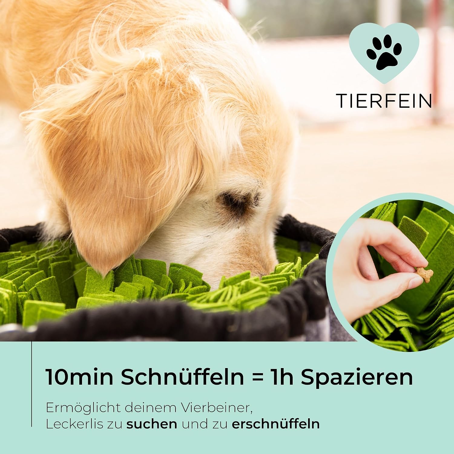 Tierfein Schnüffelteppich Hund – Intelligentes Hundespielzeug Für Kleine & Große Hunde – Waschbar & Größenverstellbar – Welpenspielzeug & Intelligenztraining Für Hunde