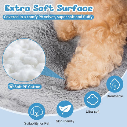 Hundebett Mittelgroße Hunde Waschbar, 90X60 Cm Hundekissen Flauschig Mit Rutschfeste Unterseite, Hundebetten Für Mittelgroße Hunde, Grau