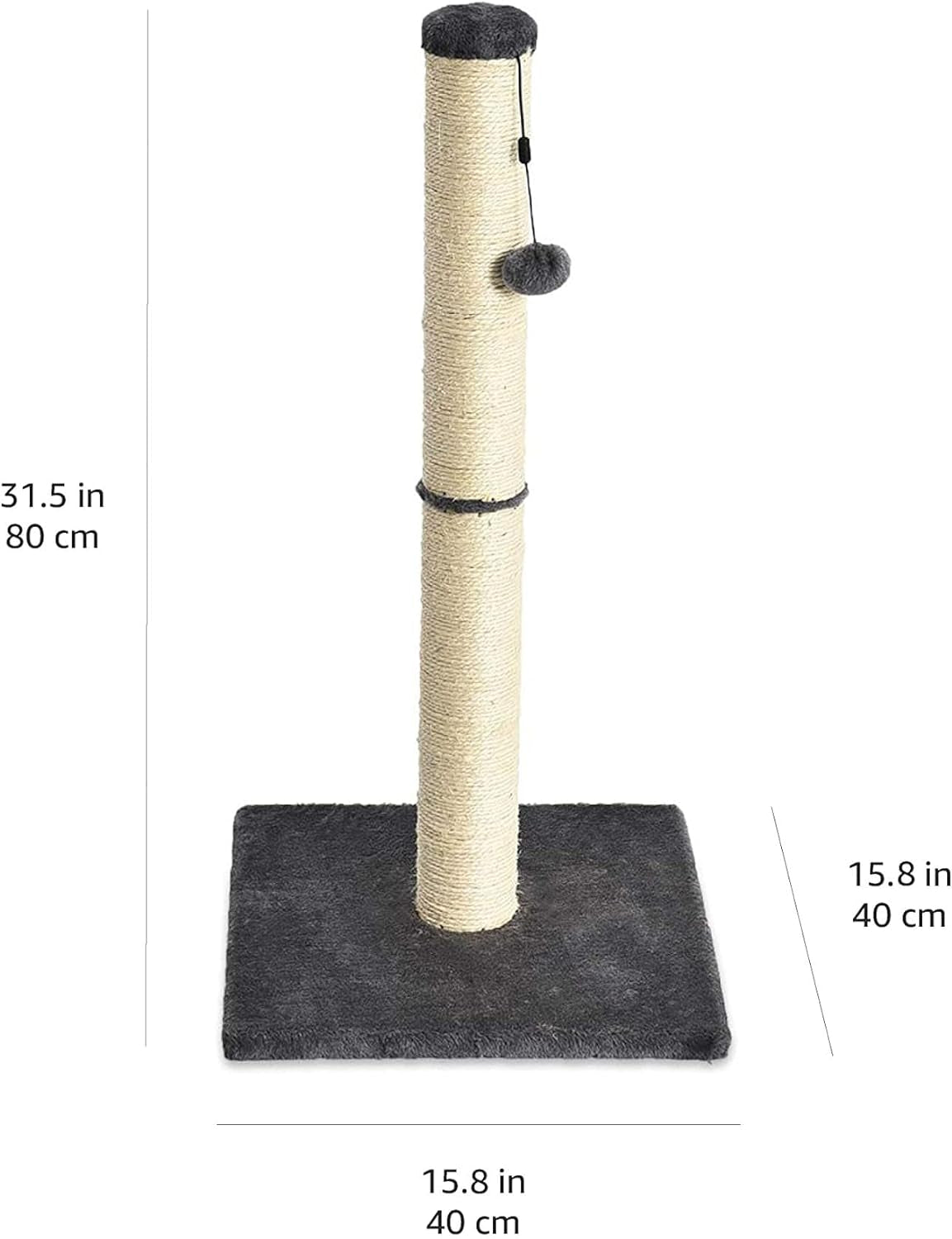 Amazon Basics Mittelgroßer Katzen-Kratzbaum, 40.01 X 40.01 X 80.01 Cm, Grau
