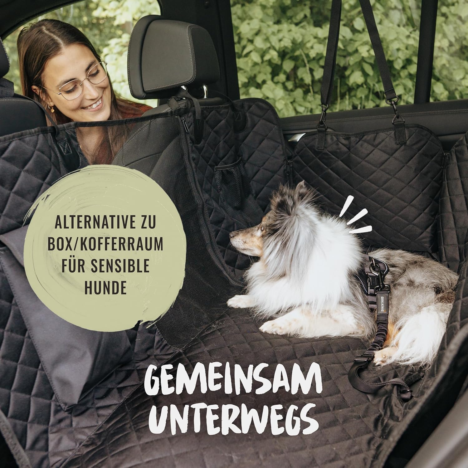 Rudelkönig Hundegurt Fürs Auto - Verstellbarer Anschnallgurt - Sicherheitsgurt Mit Rückdämpfung Für Alle Hunderassen & Autotypen