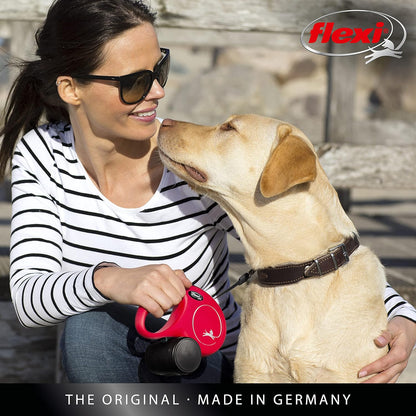 Flexi® Classic S | 8M Seil Roll-Leine Für Kleine Hunde Bis 12 Kg | Schwarz | Ausziehbare Hundeleine | Gewicht 228.8 Gr | Maße 10.3 X 16.8 Cm