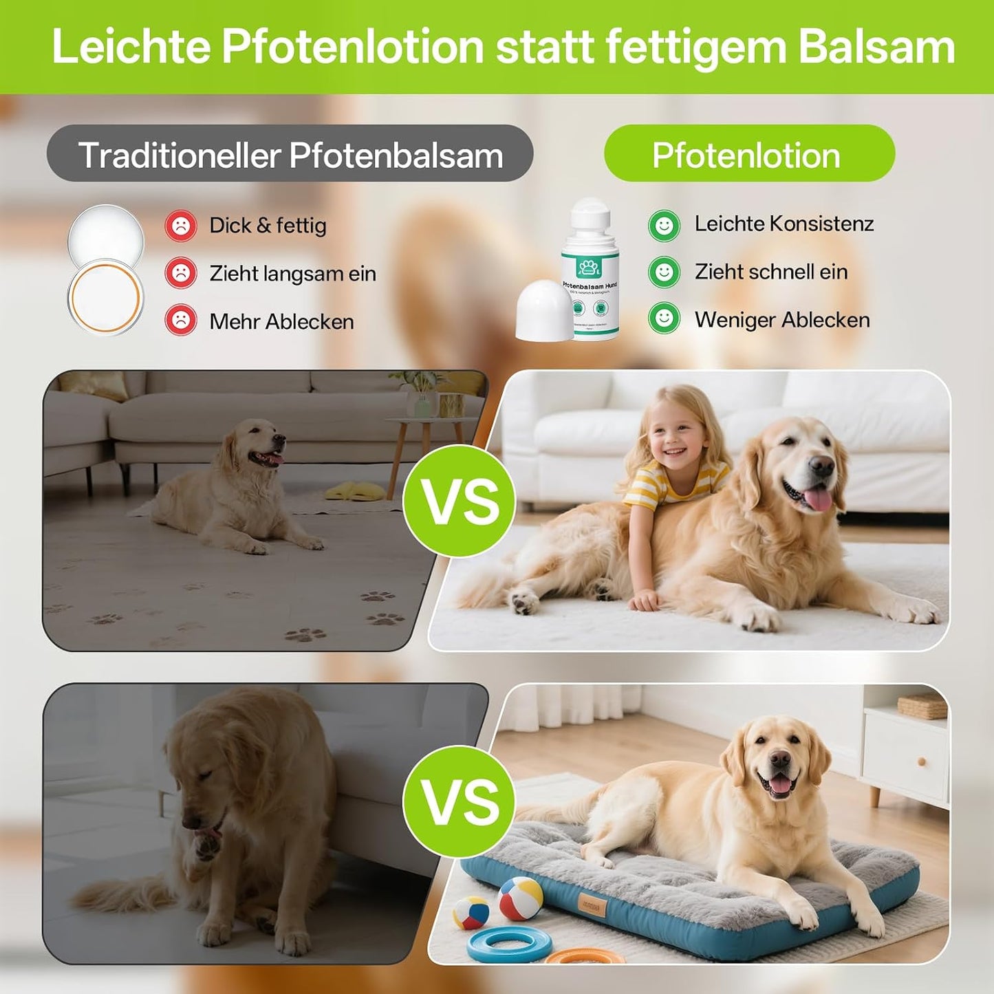 Pfotenbalsam Hund (Roll-On 70Ml) - Heilt, Repariert Und Regeneriert Trockene, Rissige & Beschädigte Pfoten, Pfotenpflege Pfotenschutz Hund, Hundepfoten Balsam, Hundezubehör, Hunde Geschenke