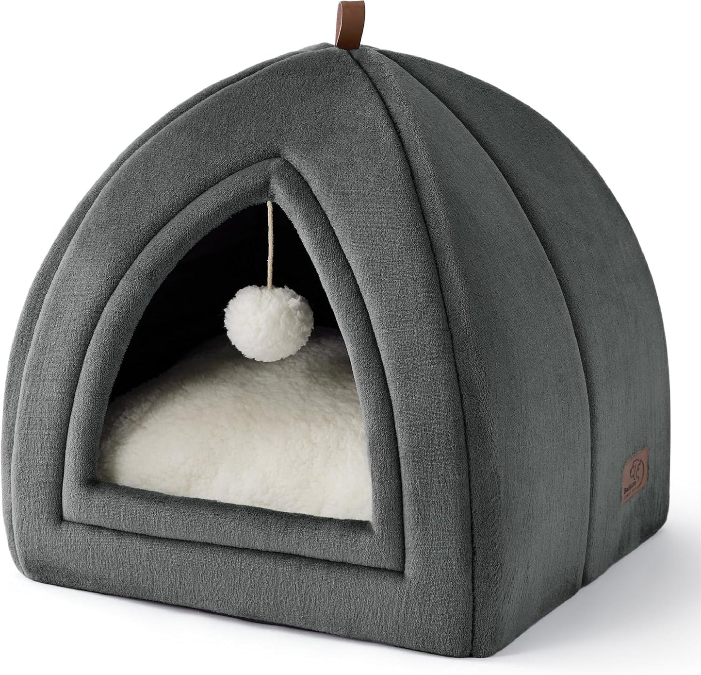 BEDSURE Katzenhöhle Große Katzen Dunkelgrau - Faltbare Katzenbett Mit Waschbaren Kissen, Katzenzelt Für Kätzchen Kleine, Mittelgroße Haustier, Weiches Und Warmes Katzenhaus Für Drinnen, 40X40X40Cm