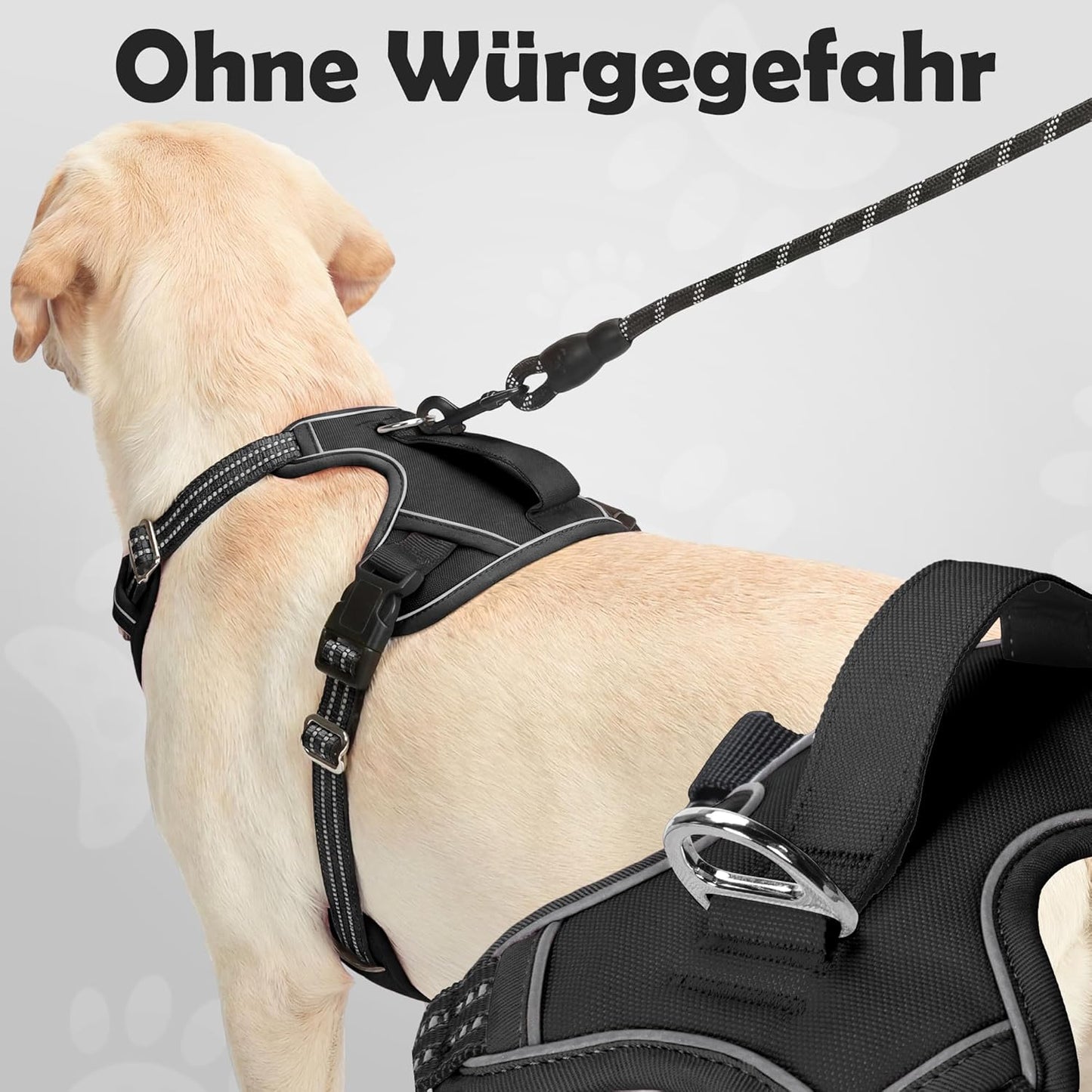 Hundegeschirr Mittelgroße Hunde, anti Zug Brustgeschirr Verstellbares Geschirr Hund Mit Griff Reflektorstreifen, No Pull Geschirr Hund Für Kleine Mittlere Grosse Dog Harness Schwarz L