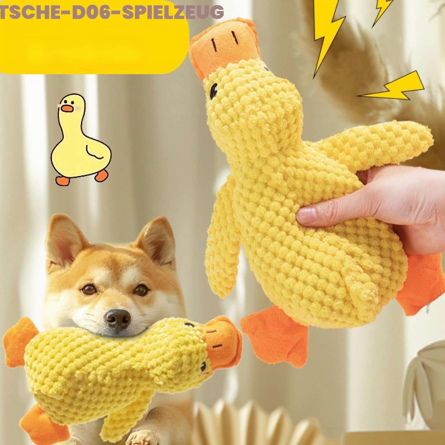 Hundespielzeug Aus Plüsch Für Kleine Hunde, Enten-Quietsch-Hundespielzeug, Weiches Welpenspielzeug Für Kleine Bis Mittelgroße Hunde - 25 Cm