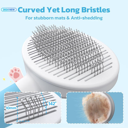 Zivacate Katzenbürste Hundebürste [Ergonomischer Griff & Ein-Klick-Reinigung] Werkzeug Für Kurz- & Langhaarige Hunde/Katzen/Kaninchen, Unterwollbürste(Blauer See)