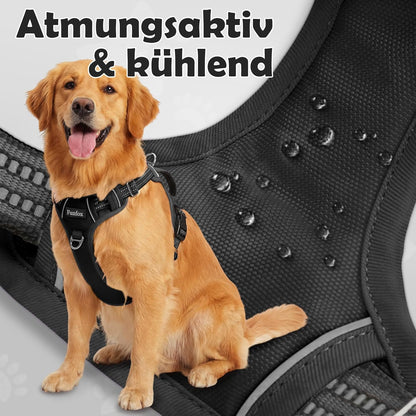 Hundegeschirr Mittelgroße Hunde, anti Zug Brustgeschirr Verstellbares Geschirr Hund Mit Griff Reflektorstreifen, No Pull Geschirr Hund Für Kleine Mittlere Grosse Dog Harness Schwarz L