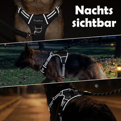 Hundegeschirr Mittelgroße Hunde, anti Zug Brustgeschirr Verstellbares Geschirr Hund Mit Griff Reflektorstreifen, No Pull Geschirr Hund Für Kleine Mittlere Grosse Dog Harness Schwarz L