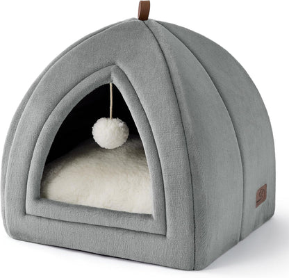 BEDSURE Katzenhöhle Große Katzen Dunkelgrau - Faltbare Katzenbett Mit Waschbaren Kissen, Katzenzelt Für Kätzchen Kleine, Mittelgroße Haustier, Weiches Und Warmes Katzenhaus Für Drinnen, 40X40X40Cm