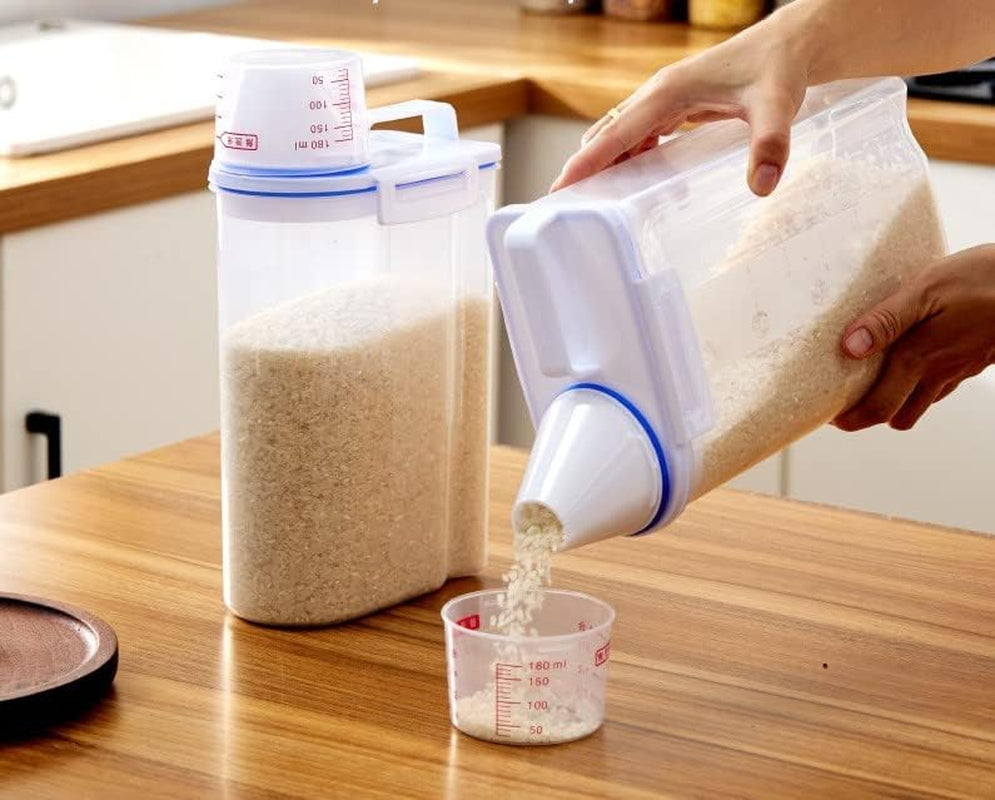 2 L Vorratsdosen, Behälter Für Haustiere Futter, Luftdichter Vorratsbehälter Für Lebensmittel Mit Deckel + Messbecher