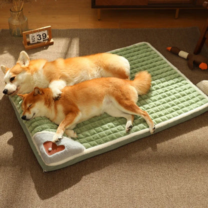 Calming Dog Beds for Small Large Dogs Luxury Dog Mat with Pillow Removable Cover Foam Pet Mat Cushion Sleeping Beds Soft