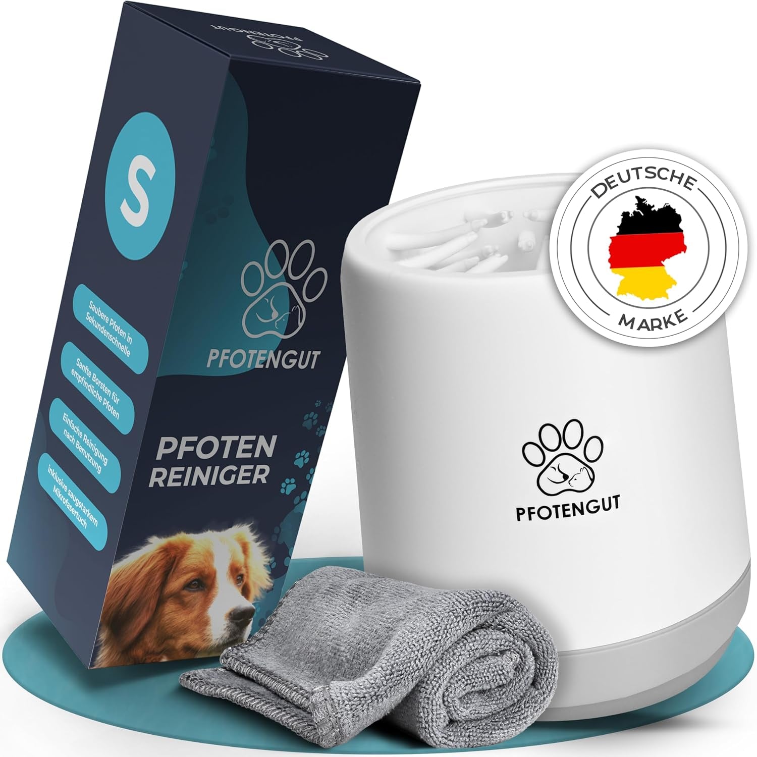 Pfotenreiniger Für Hunde [Größe S&L ] - Sanfter Hundepfoten Reiniger Für Große/Kleine Hunde - Angenehm Weich & Effektiv [Inkl. Saugstarkem Mikrofaser-Handtuch] - Größe S