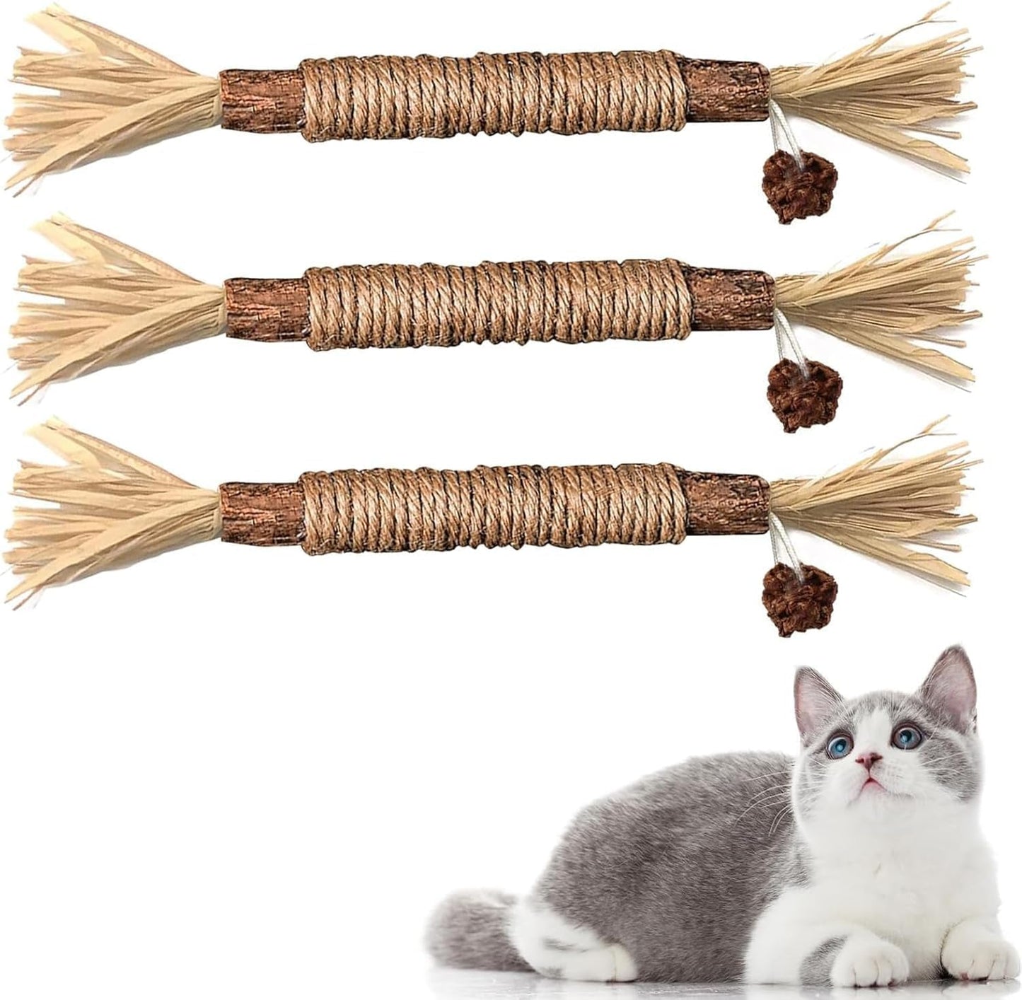 Katzenminze Sticks, 3 Stück Katzen Kauhölzer Sticks Für Katzen Zahnpflege & Gegen Mundgeruch Natürlich Sicher Katzensticks Kausticks