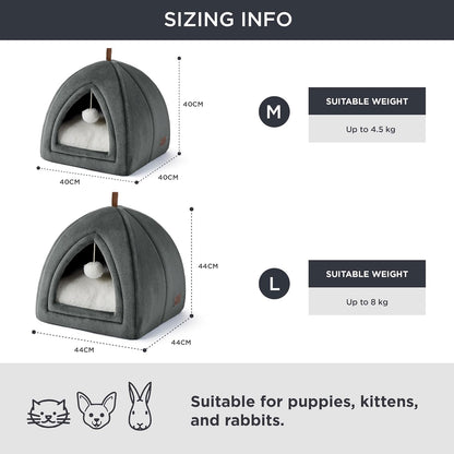 BEDSURE Katzenhöhle Große Katzen Dunkelgrau - Faltbare Katzenbett Mit Waschbaren Kissen, Katzenzelt Für Kätzchen Kleine, Mittelgroße Haustier, Weiches Und Warmes Katzenhaus Für Drinnen, 40X40X40Cm