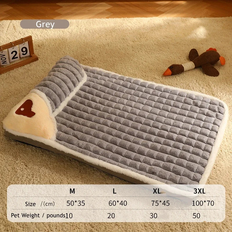 Calming Dog Beds for Small Large Dogs Luxury Dog Mat with Pillow Removable Cover Foam Pet Mat Cushion Sleeping Beds Soft