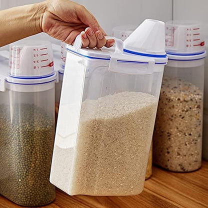 2 L Vorratsdosen, Behälter Für Haustiere Futter, Luftdichter Vorratsbehälter Für Lebensmittel Mit Deckel + Messbecher
