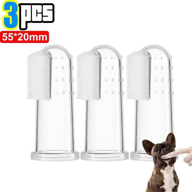 Silicone Soft Pet Finger Cuff Toothbrushes Dog Brush Bad Breath Tartar Teeth Care Tool Cat Cleaning Scrub Silicagel Pet Supplies - noblepetsdeluxe