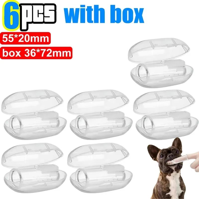 Silicone Soft Pet Finger Cuff Toothbrushes Dog Brush Bad Breath Tartar Teeth Care Tool Cat Cleaning Scrub Silicagel Pet Supplies - noblepetsdeluxe