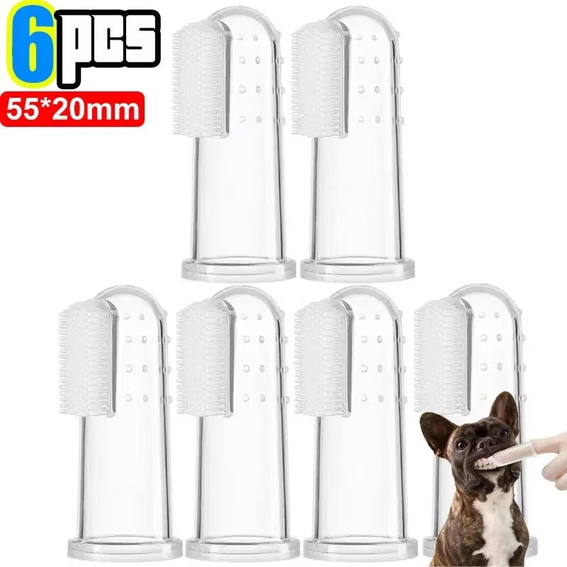 Silicone Soft Pet Finger Cuff Toothbrushes Dog Brush Bad Breath Tartar Teeth Care Tool Cat Cleaning Scrub Silicagel Pet Supplies - noblepetsdeluxe