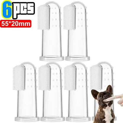 Silicone Soft Pet Finger Cuff Toothbrushes Dog Brush Bad Breath Tartar Teeth Care Tool Cat Cleaning Scrub Silicagel Pet Supplies - noblepetsdeluxe