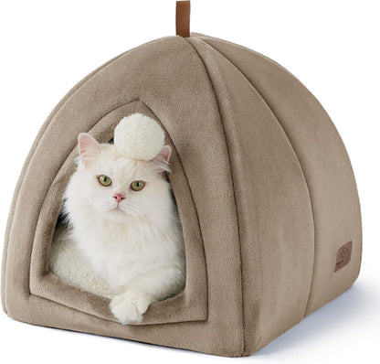 BEDSURE Katzenhöhle Große Katzen Dunkelgrau - Faltbare Katzenbett Mit Waschbaren Kissen, Katzenzelt Für Kätzchen Kleine, Mittelgroße Haustier, Weiches Und Warmes Katzenhaus Für Drinnen, 40X40X40Cm